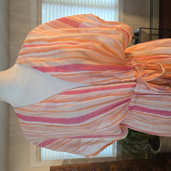 NWT Striped Beach Swim Maxi Dress Cover Up Pink Orange White XXL - Picture 3 of 11